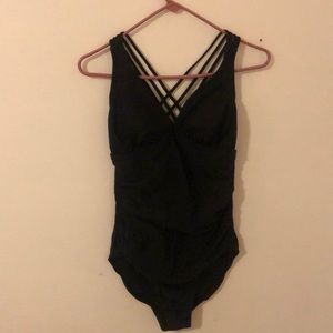 Black one-piece suit